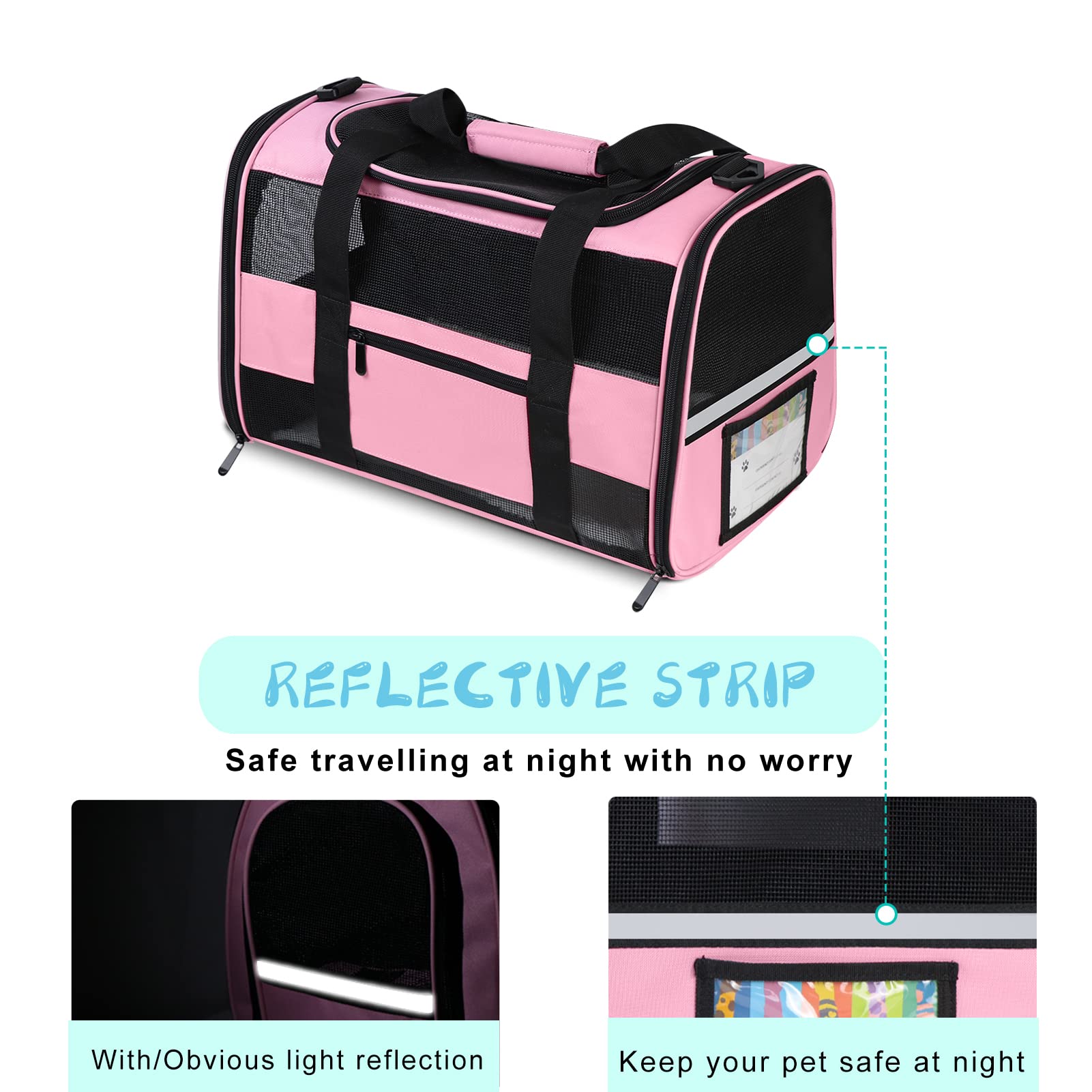 CUSSIOU cat carrier mesh ventilation for breathable seating.
