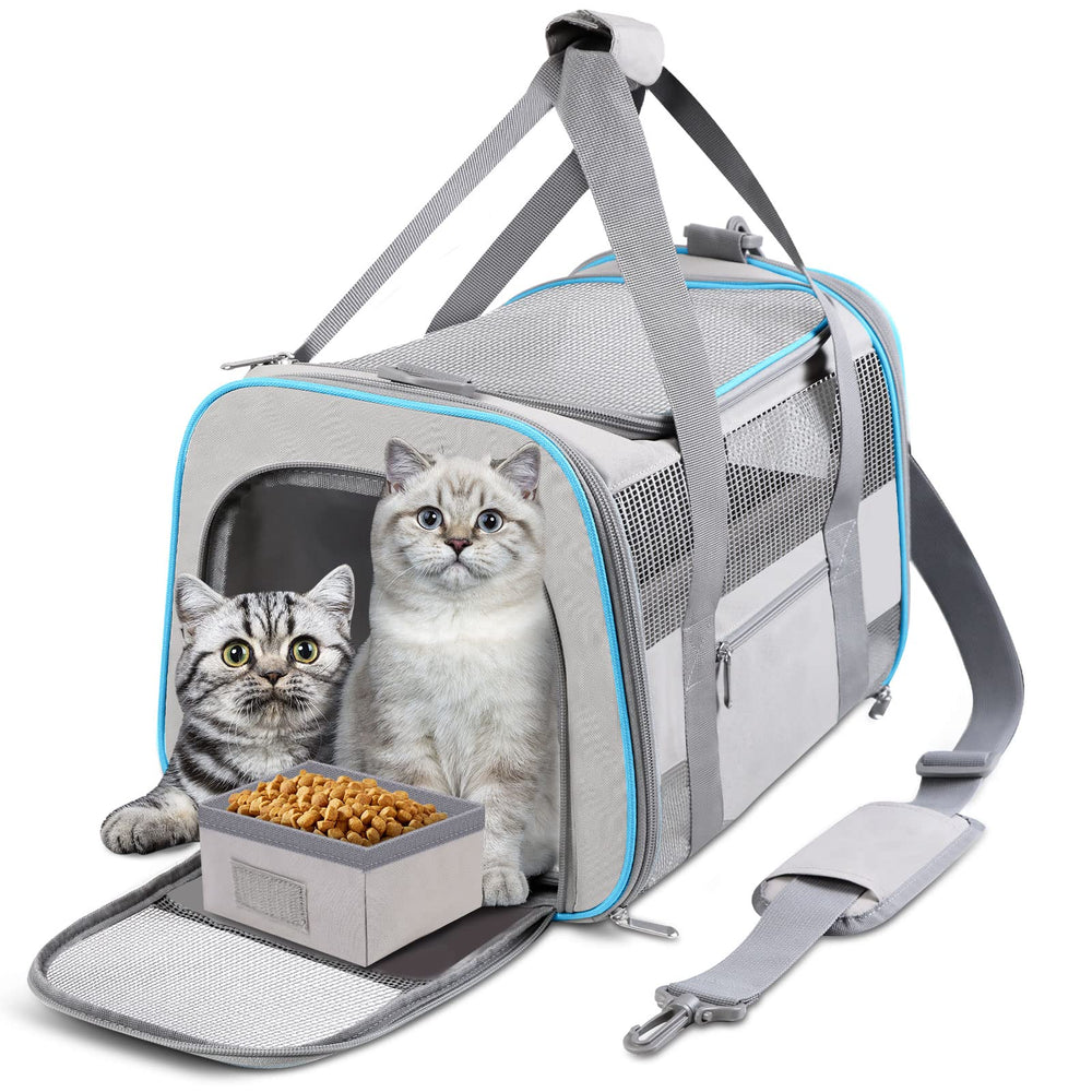 CUSSIOU large cat carrier side view with breathable mesh for comfortable travel.