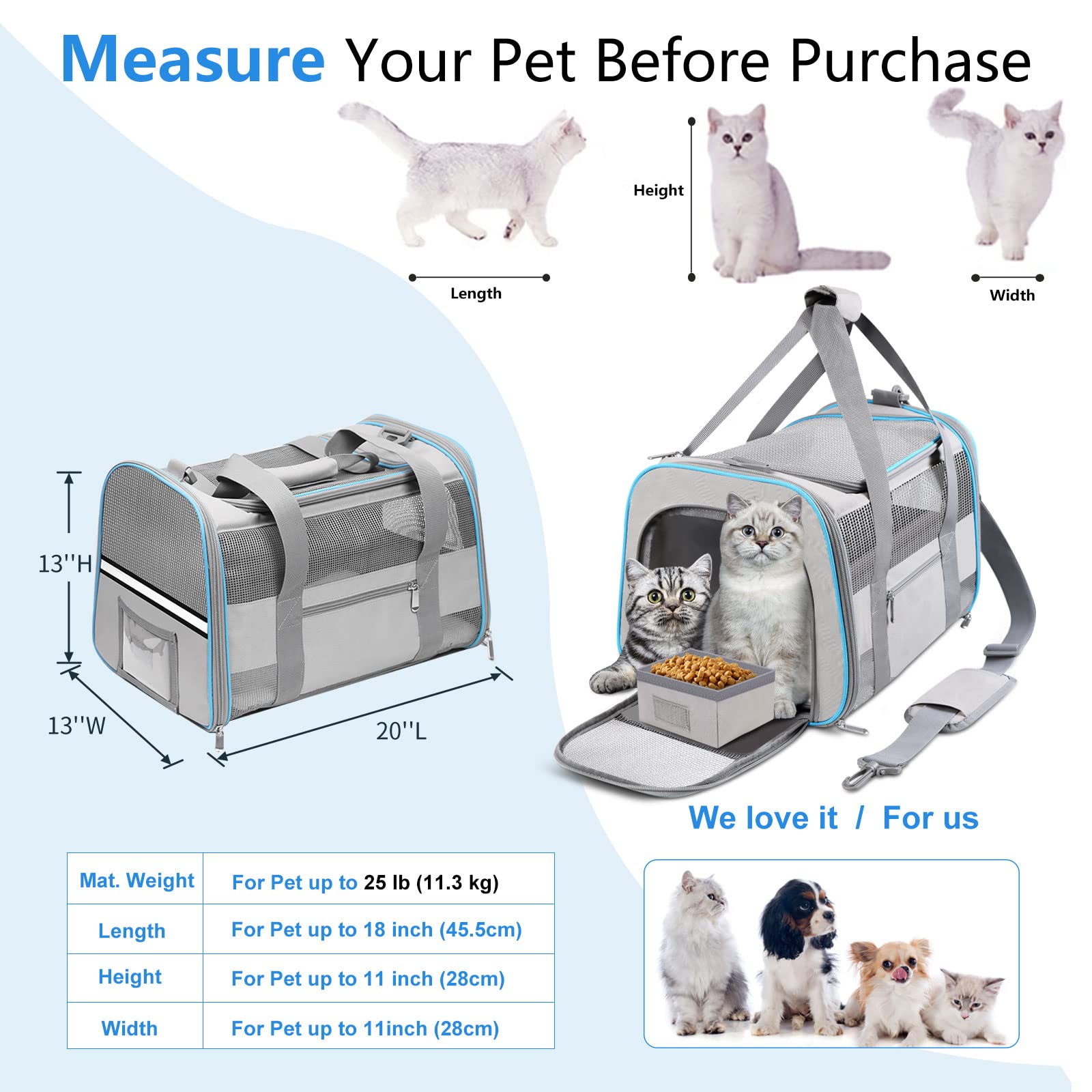 CUSSIOU large cat carrier top-entry for easy loading and quick access.