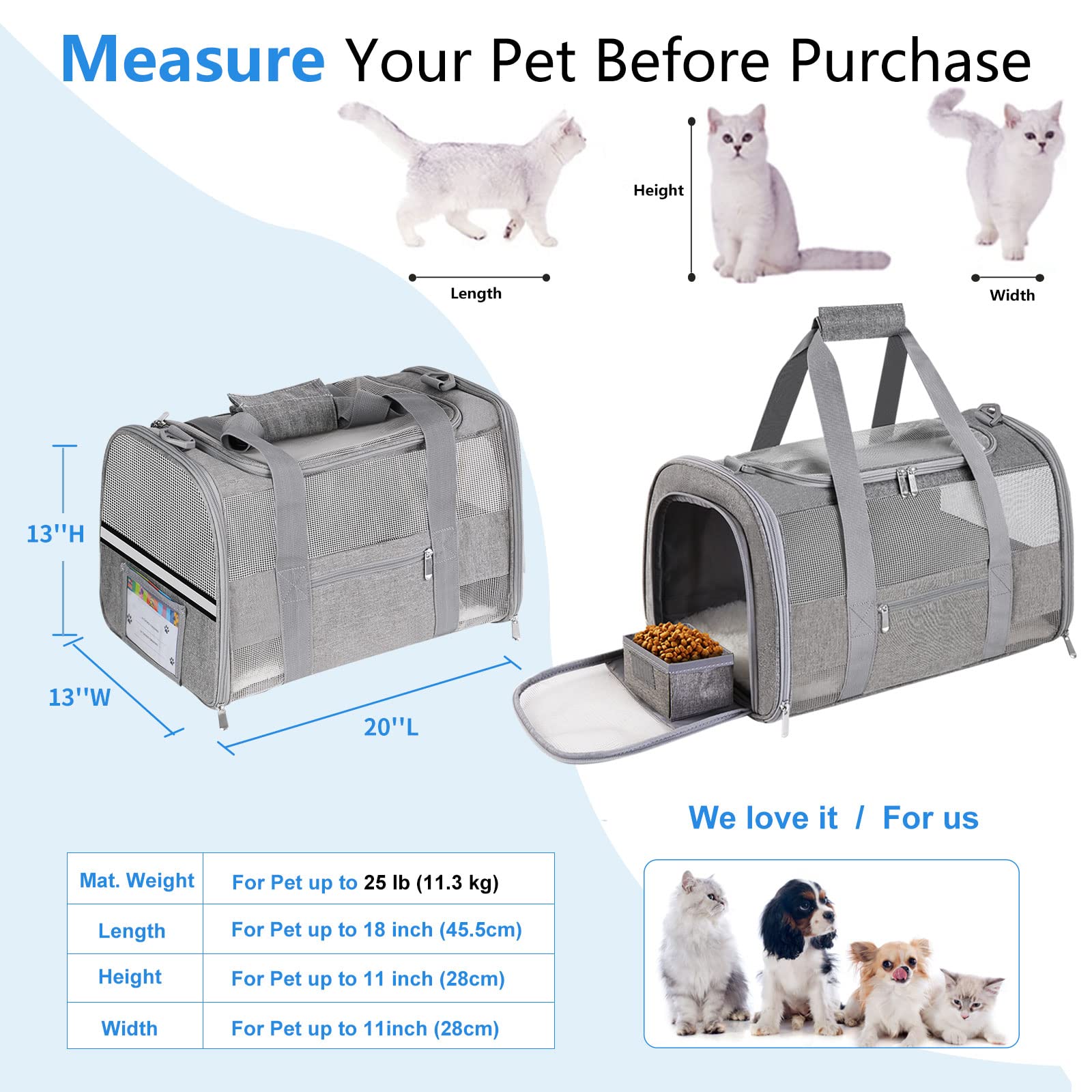 CUSSIOU carrier backpack side view showing roomy interior and safety leash for secure travel.