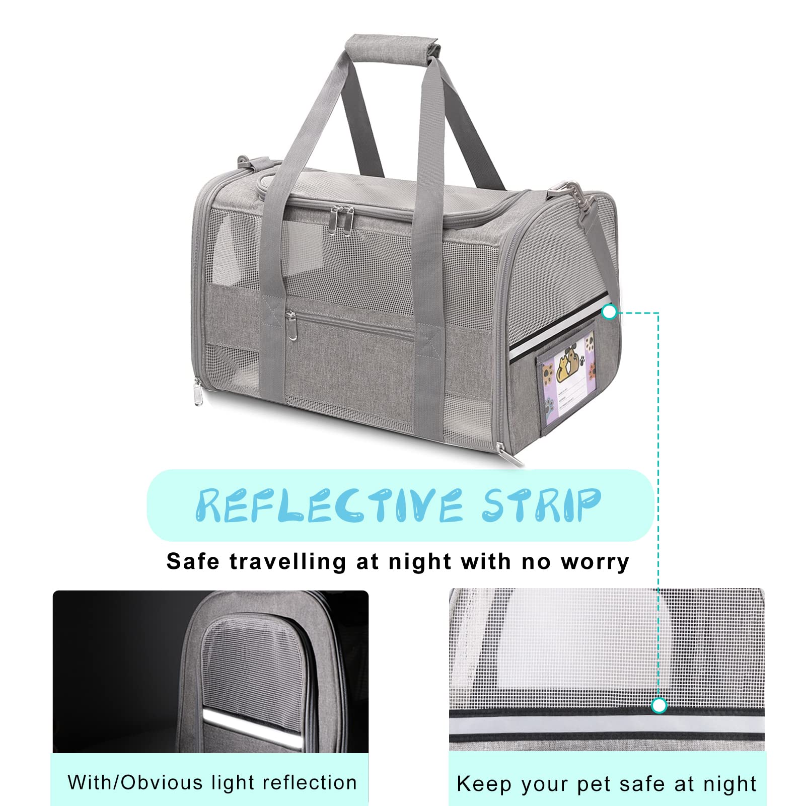 CUSSIOU mesh-ventilation carrier promotes breathable comfort for pets.