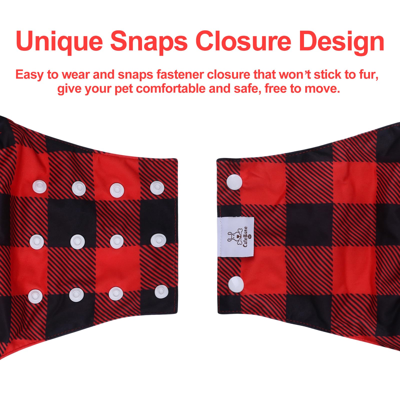 CuteBone belly band adjustable snaps fit for male dogs of different sizes.