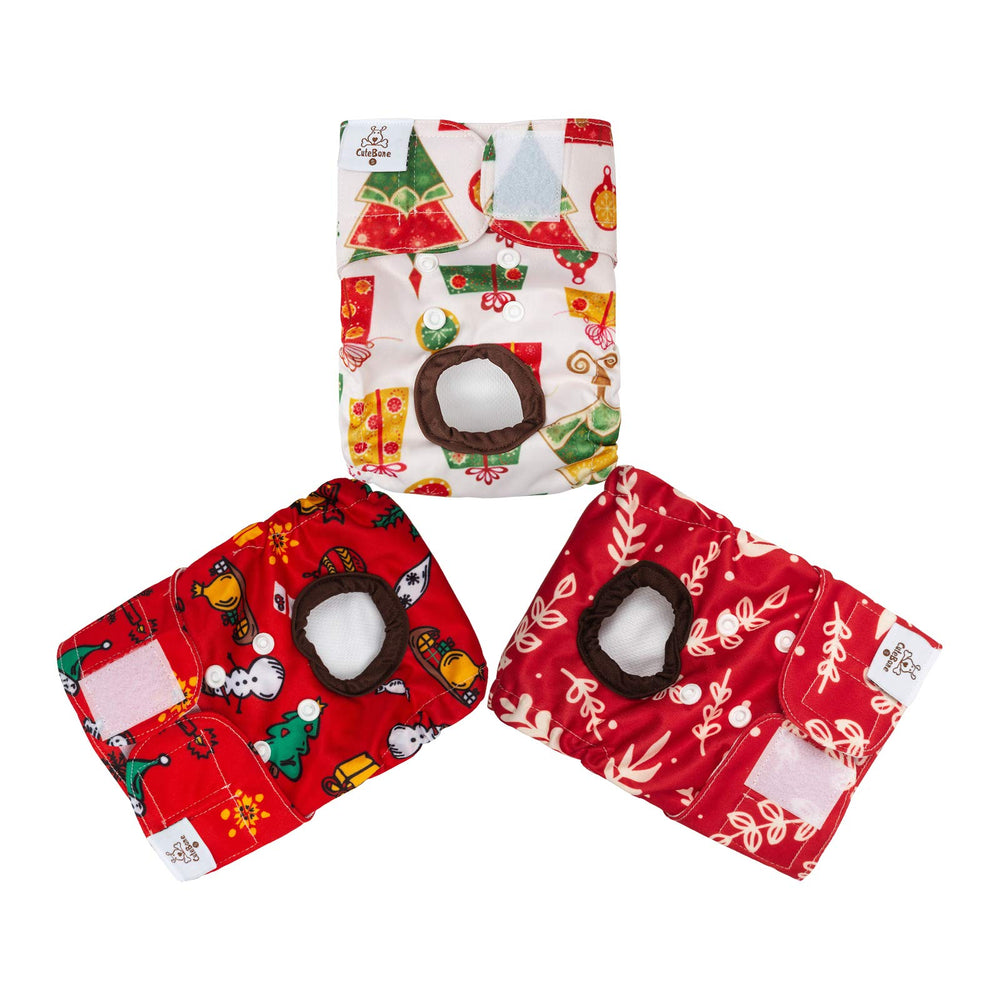 CuteBone Christmas dog diapers 3-pack packaged for convenient rotation