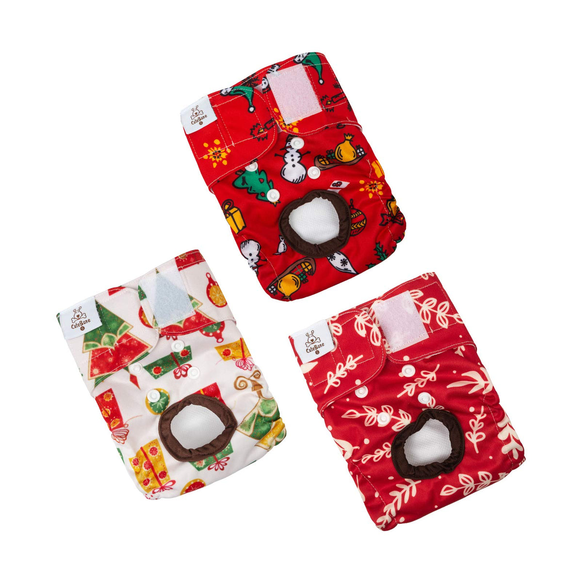 CuteBone Christmas dog diapers front view shows a secure fit for small to large dogs