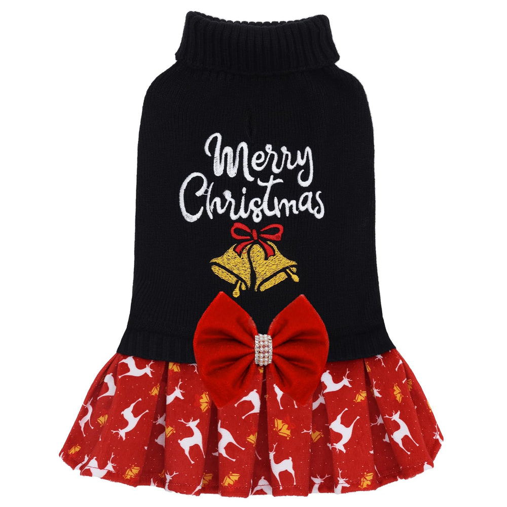 CuteBone Christmas dog sweater with bowtie enhances festive photos and everyday charm.