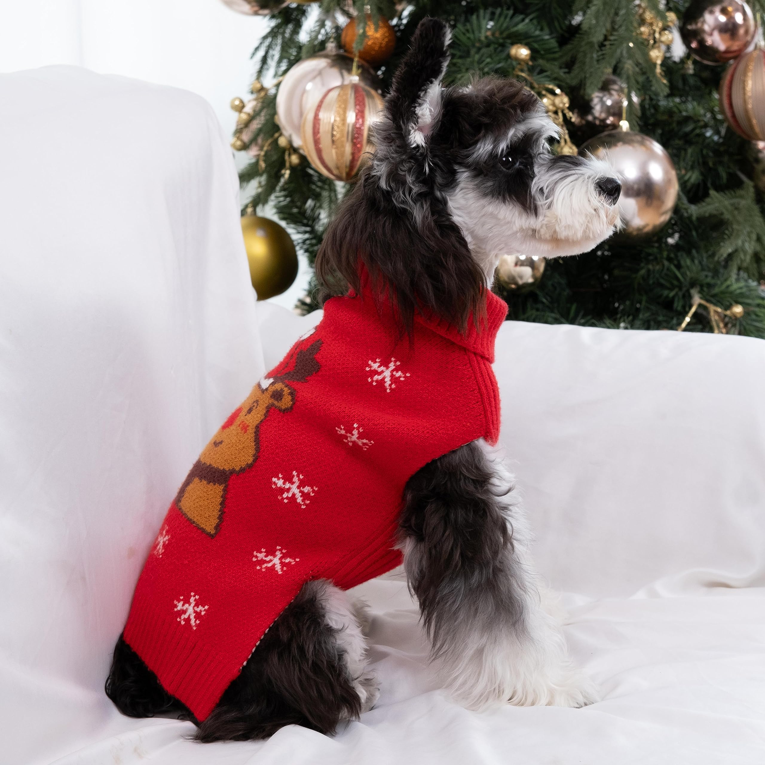 CuteBone Christmas dog sweater back view showing soft acrylic knit and festive appeal