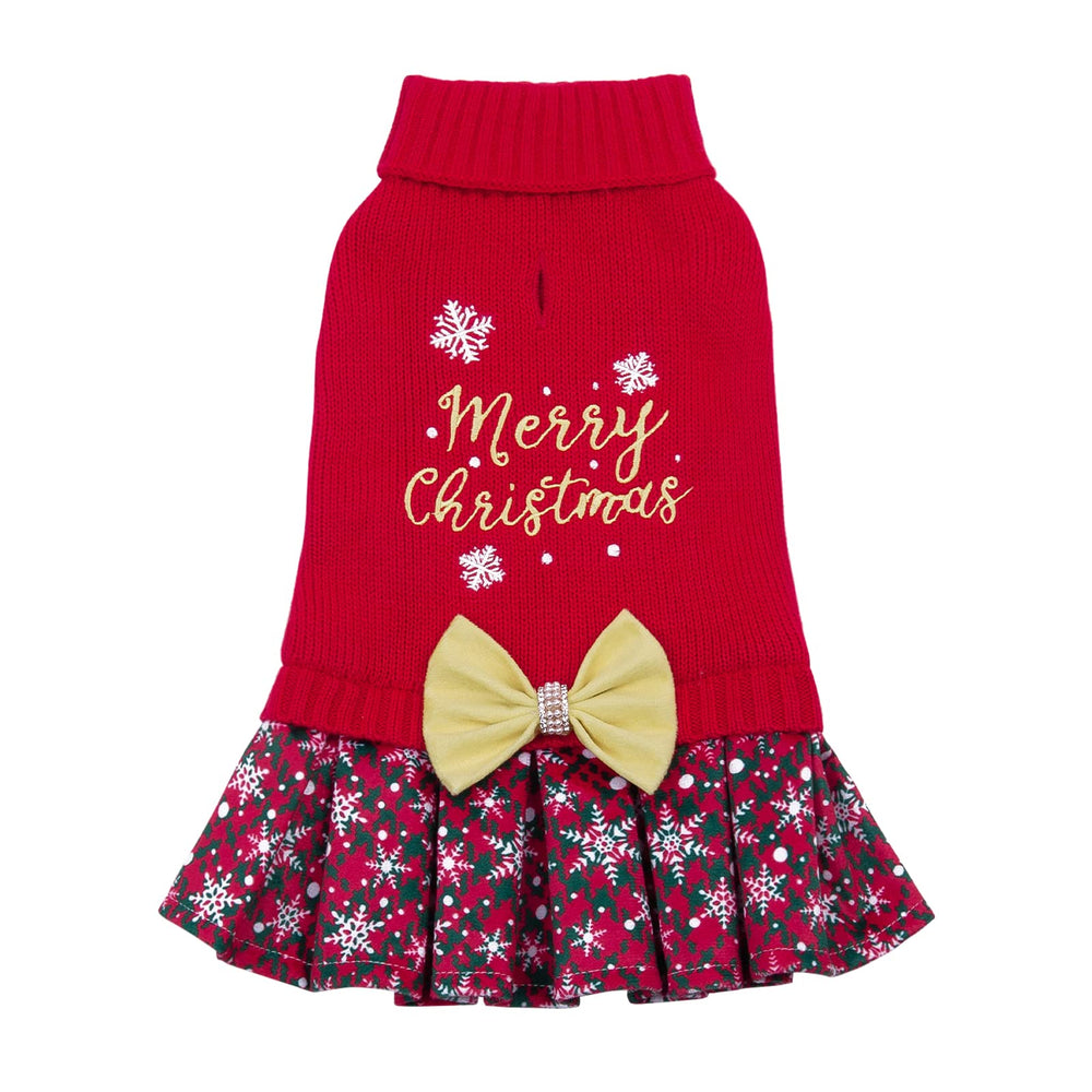 CuteBone Christmas dog sweater-skirt offers festive style for holiday photos.