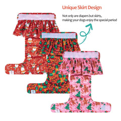 CuteBone Christmas skirt dog diaper emphasizes festive look while keeping mess contained.