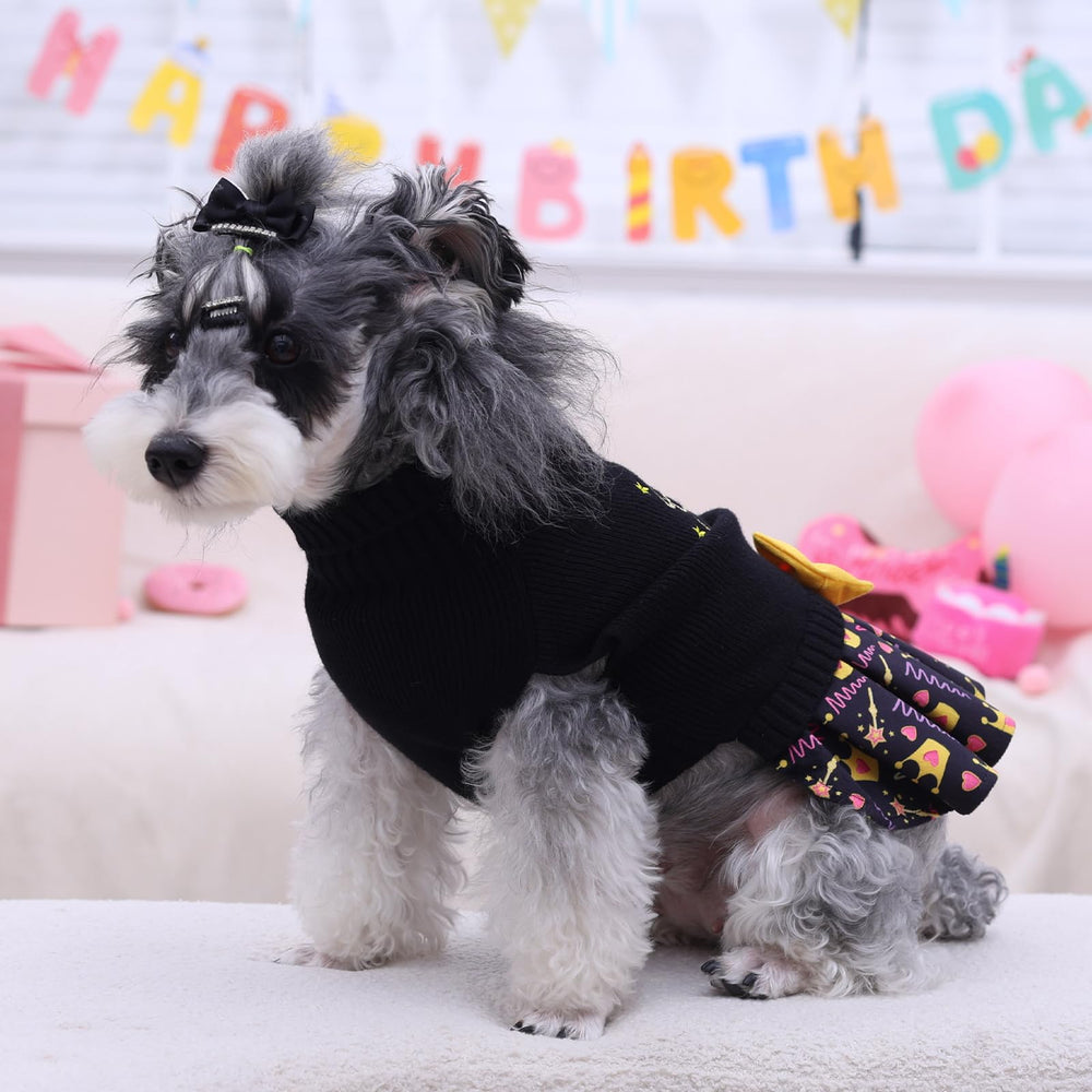 CuteBone Core Spun Birthday dog sweater dress washable fabric stays soft after wash.