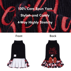 CuteBone Core Spun Dog Sweater bowtie rhinestones detail adds charming photo-ready style.