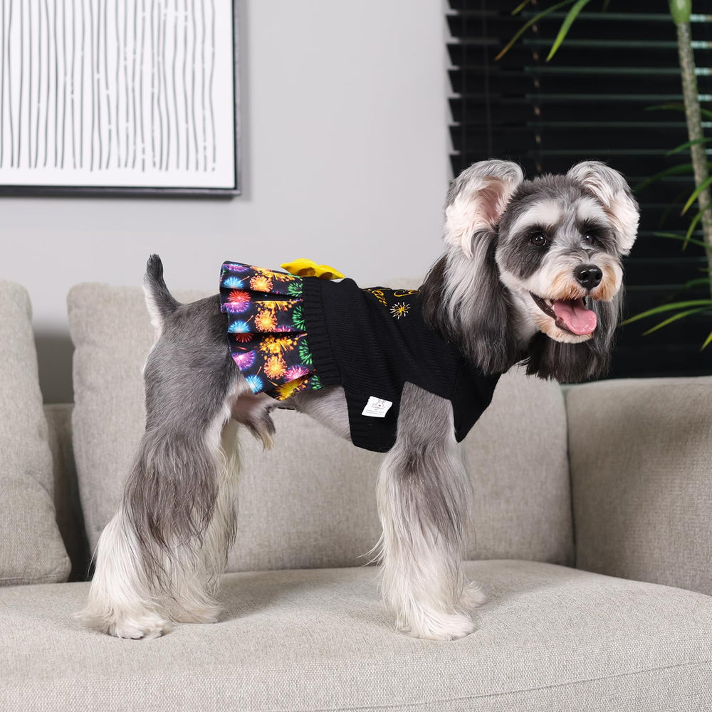 CuteBone Core Spun Happy New Year dog sweater dress fabric-closeup shows soft acrylic texture.