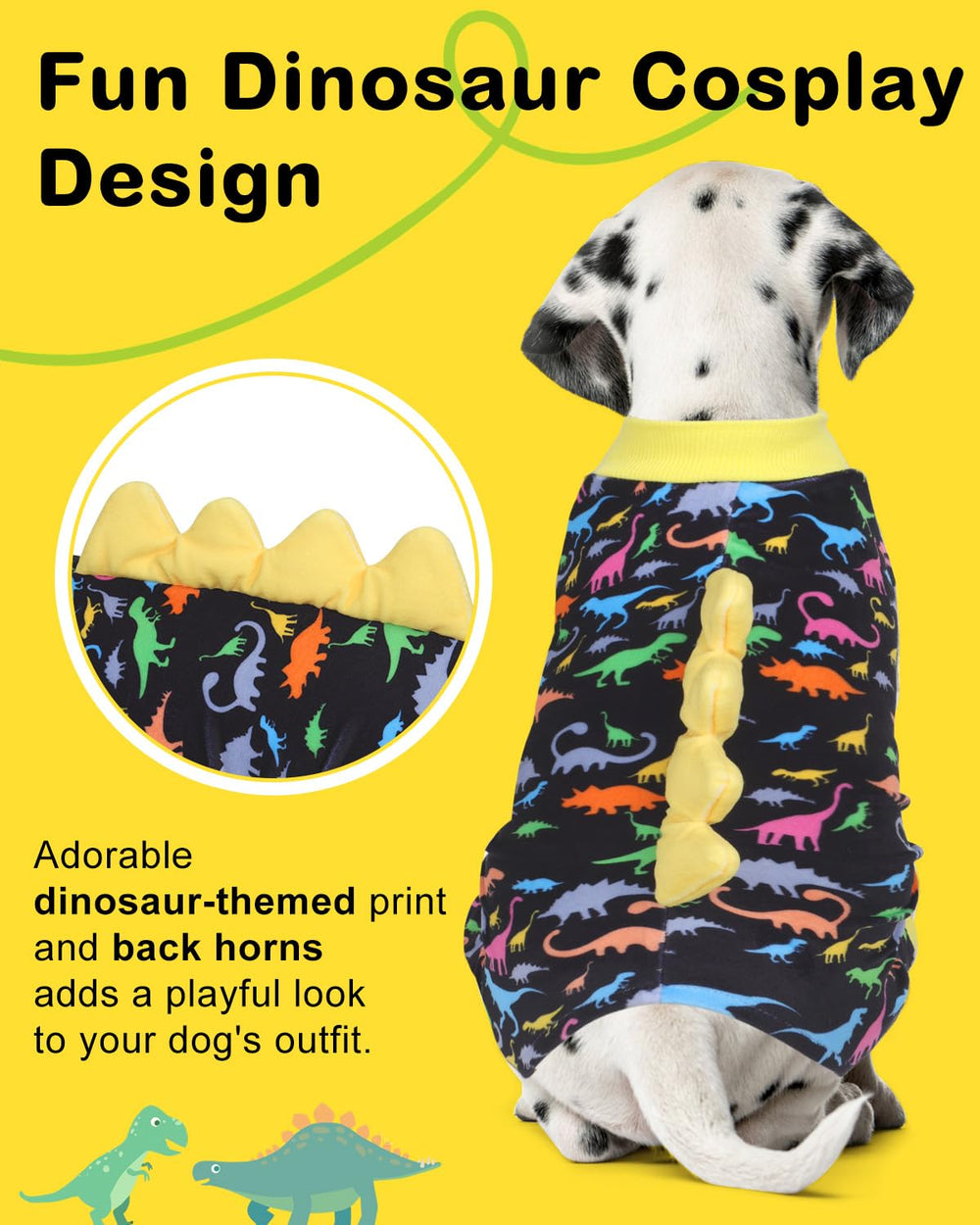 CuteBone dinosaur costume dog pajamas back horns design adds playful cosplay charm for photos.