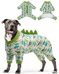 CuteBone dinosaur costume dog pajamas front view showing cozy stretch for easy movement