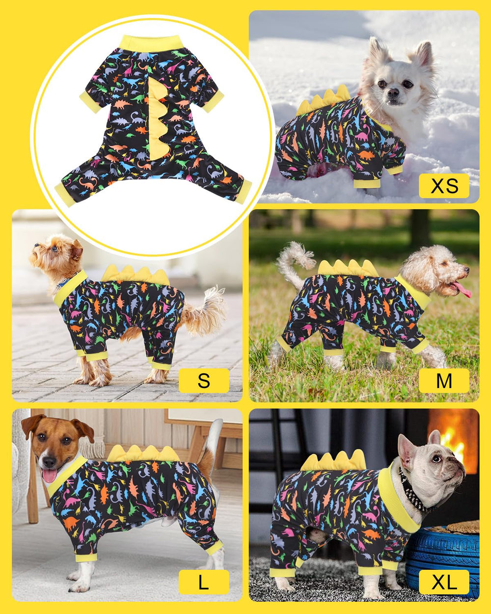 CuteBone dinosaur costume dog pajamas onesie snug fit keeps outfit in place during activity.