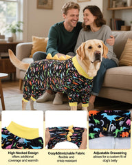 CuteBone dinosaur costume dog pajamas worn by a dog showing snug medium-fit design.