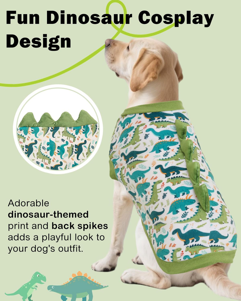 CuteBone dinosaur shirt back spikes showing stylish detail for daily wear.