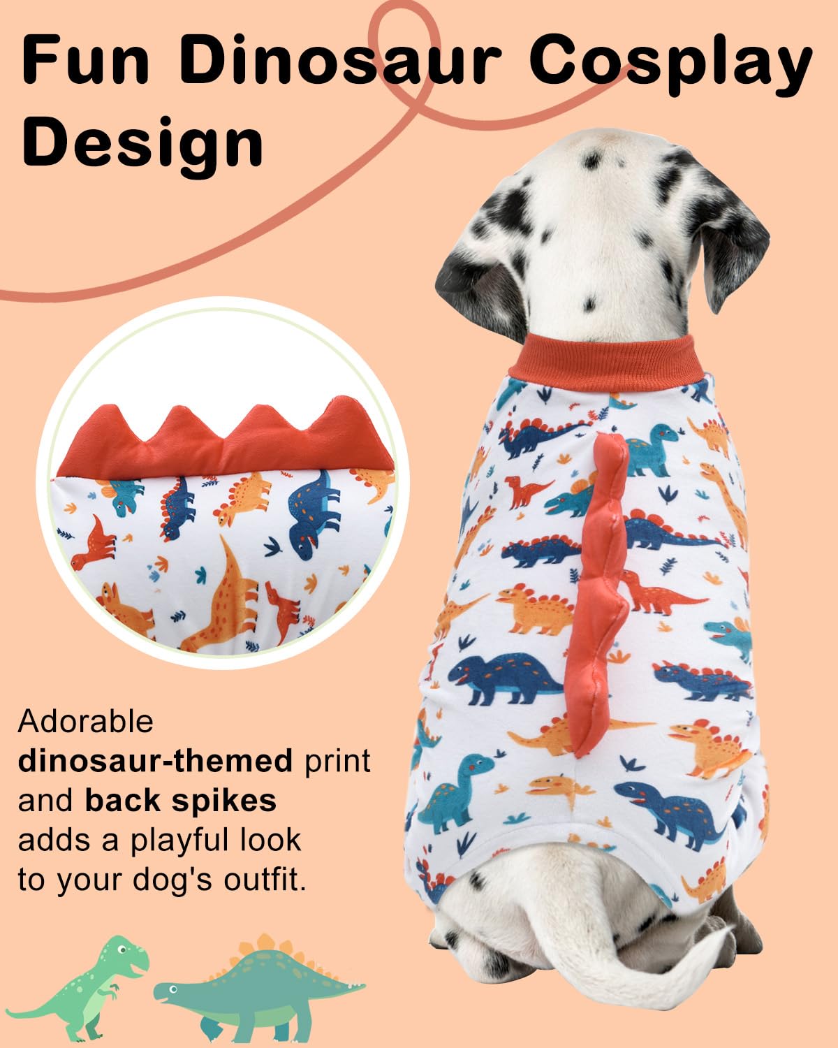 CuteBone dinosaur pajamas back view showing back horns for playful cosplay.