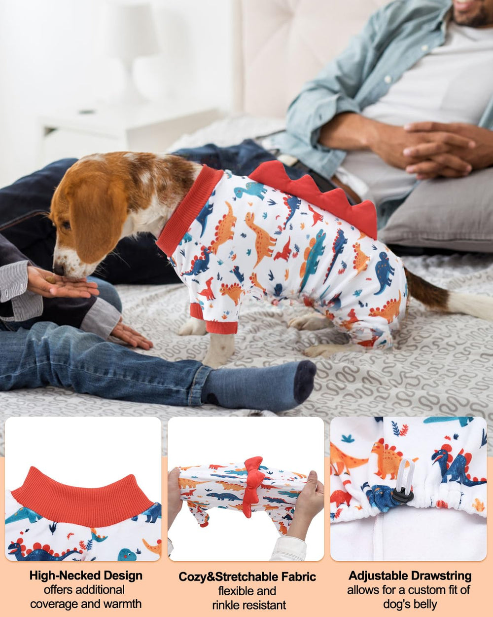 CuteBone dinosaur pajamas side view highlighting snug fit during activity.