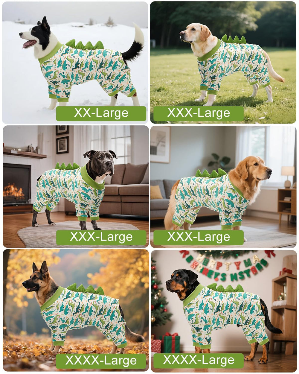 CuteBone dinosaur print image emphasizing secure fit for larger breeds