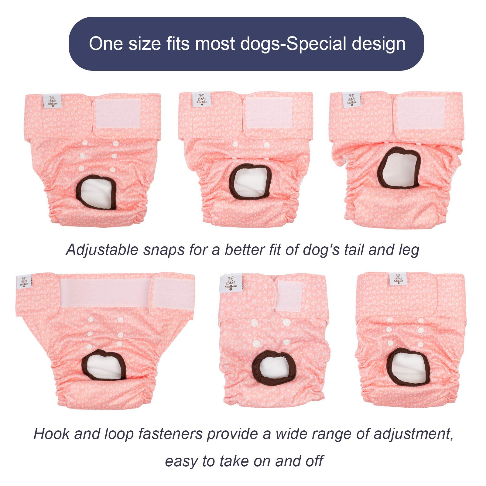 CuteBone dog diapers absorbent pad interior visible for reliable containment.