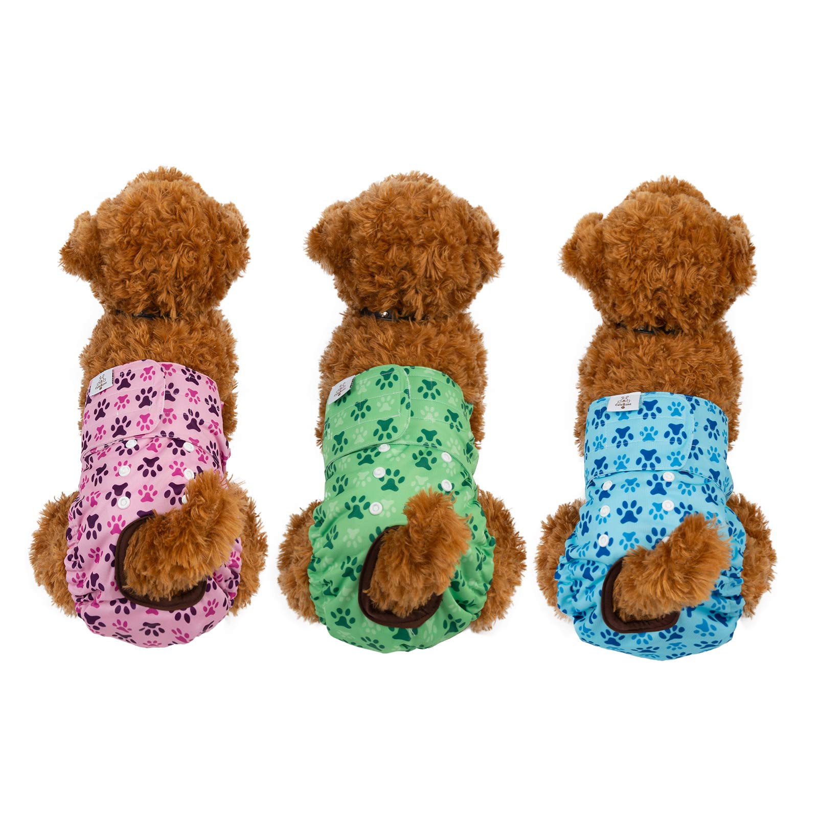 CuteBone dog diapers adjustable elastics pictured for customizable leg fit