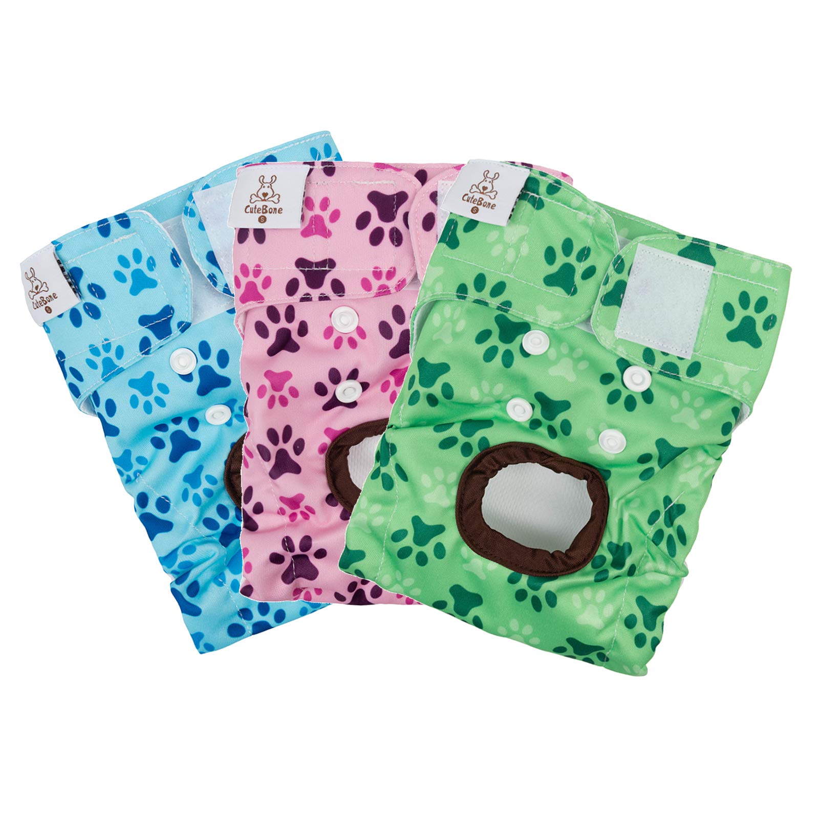 CuteBone dog diapers adjustable elastics provide secure, comfortable fit for many dogs