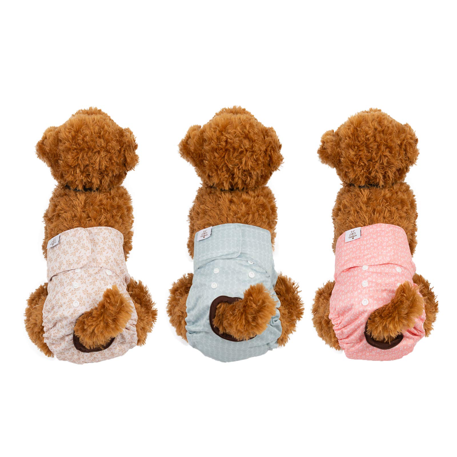 CuteBone dog diapers hook-loop-closures ensure snug fit during busy routines