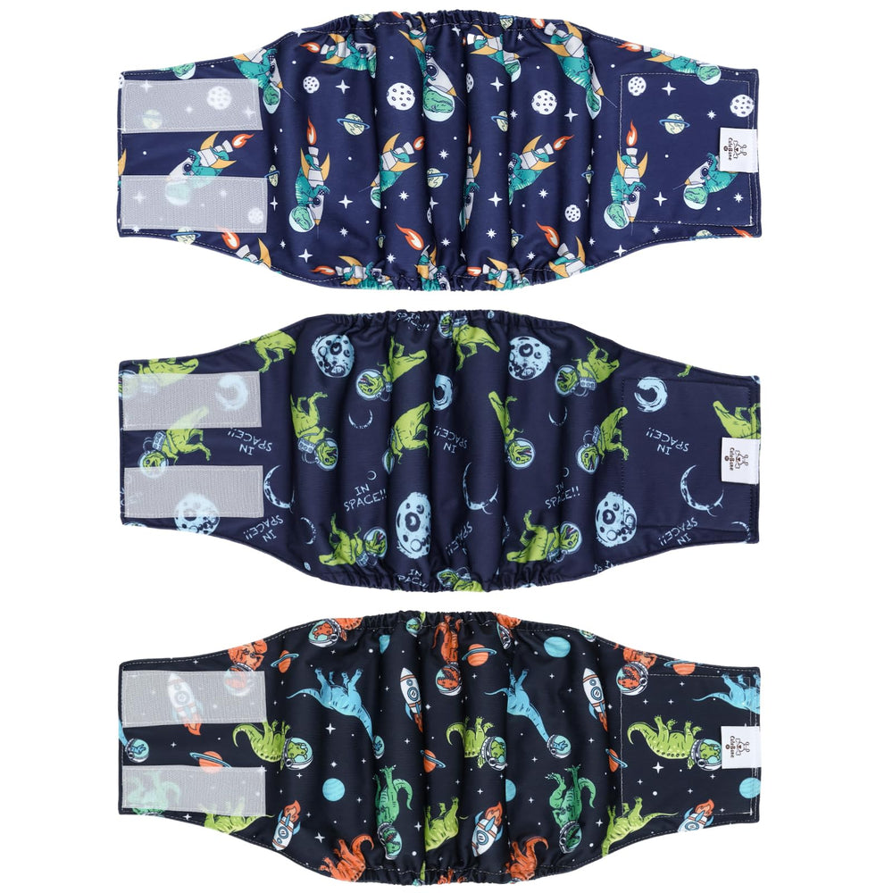 CuteBone dog diapers male 3-pack front view highlighting quick-slip belly-band design for easy on/off.