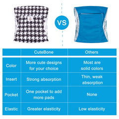 CuteBone dog diapers waterproof exterior shell helps contain leaks during adventures