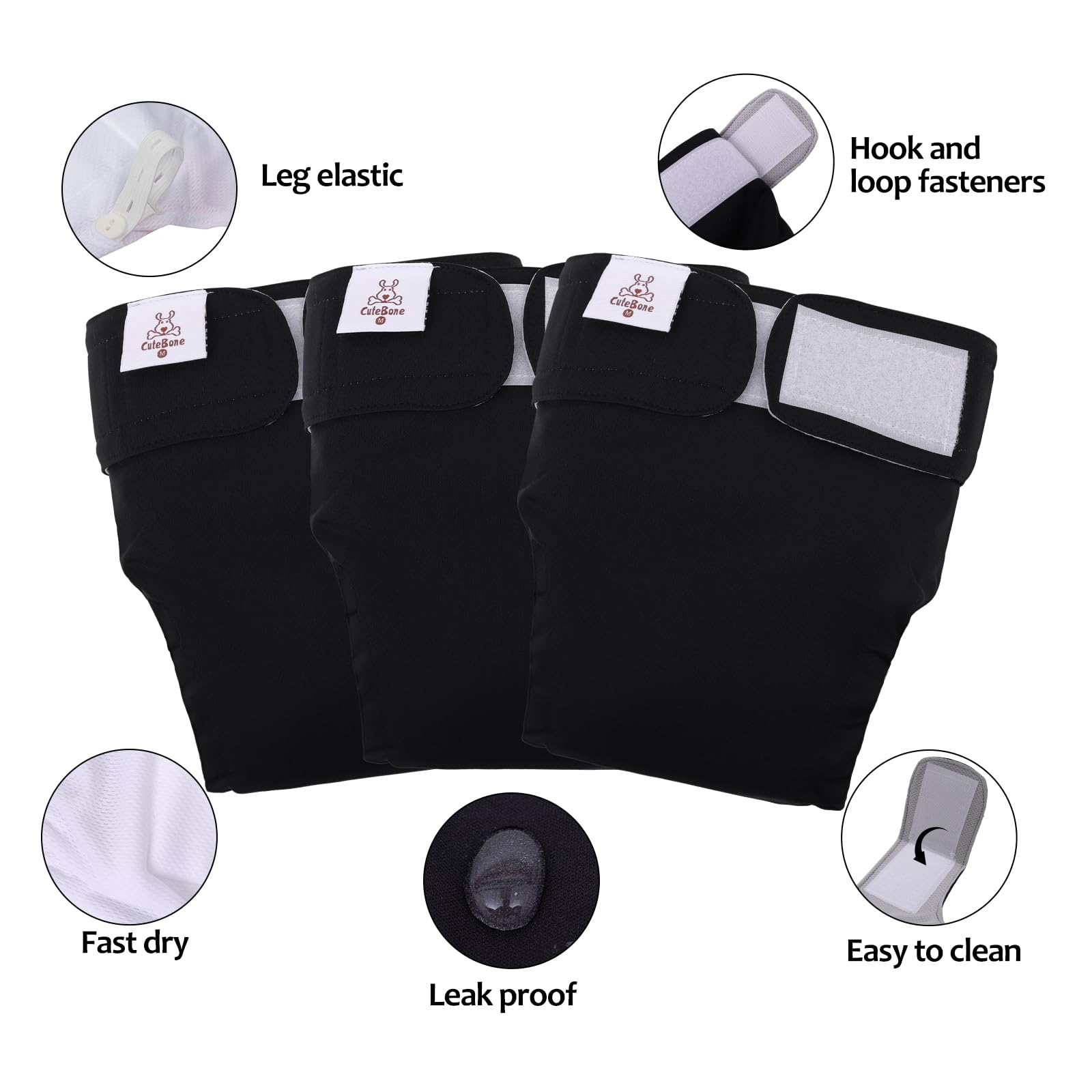 CuteBone sewn-in-absorbent-pads—quick absorption for mess-free days.