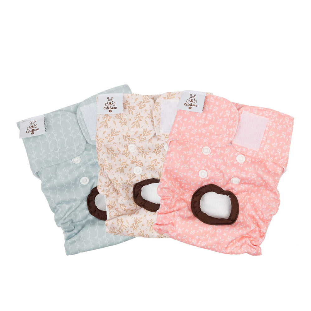 CuteBone dog diapers waterproof shell close-up highlights leak protection during use.