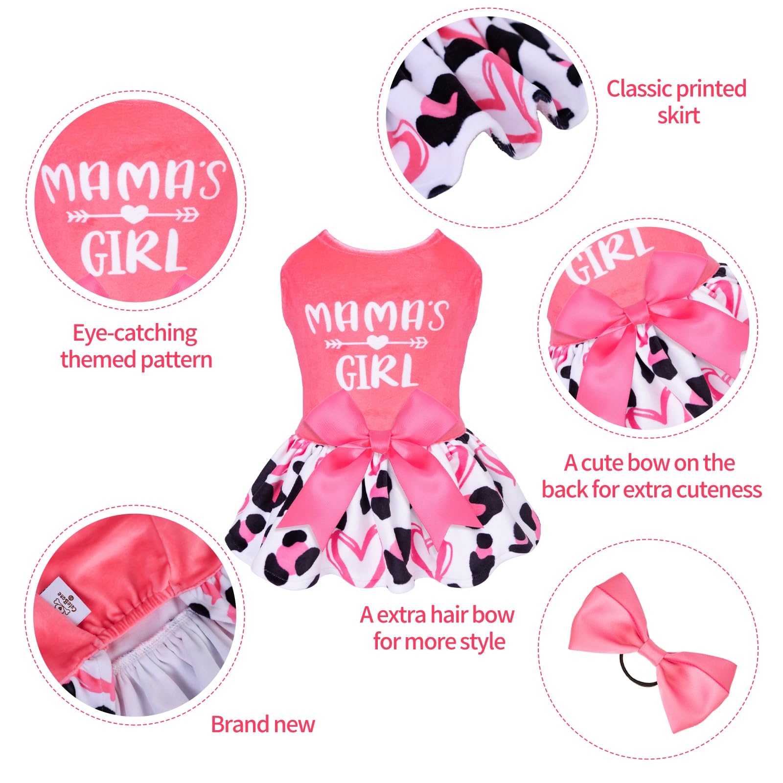 CuteBone dog dress shows chest girth 16 inches, helping pick the right size.