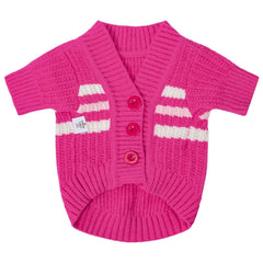 CuteBone dog striped cardigan pink closeup shows warm Arctic Fleece texture for cozy walks