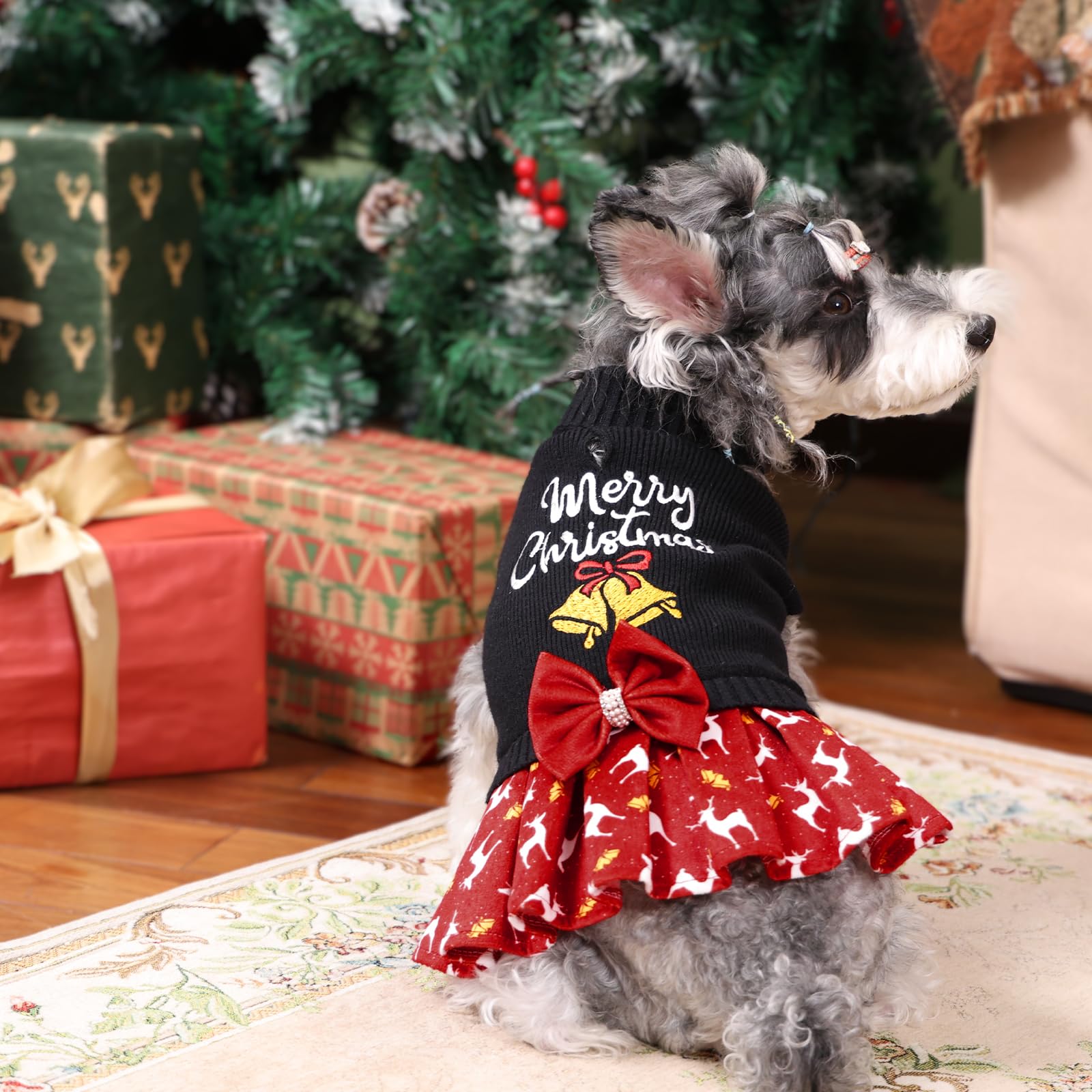 CuteBone easy-on-off sweater saves dressing time for small dogs.