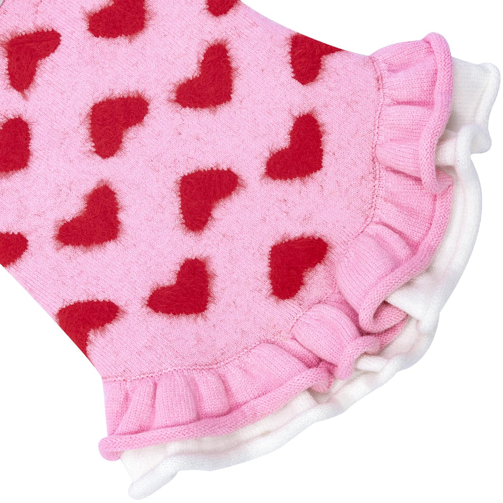 CuteBone Fancy Pink Dog Sweater Dress care-wash shows easy cleaning
