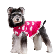 CuteBone Fancy Pink Dog Sweater Dress front view for stylish warmth during daily strolls.