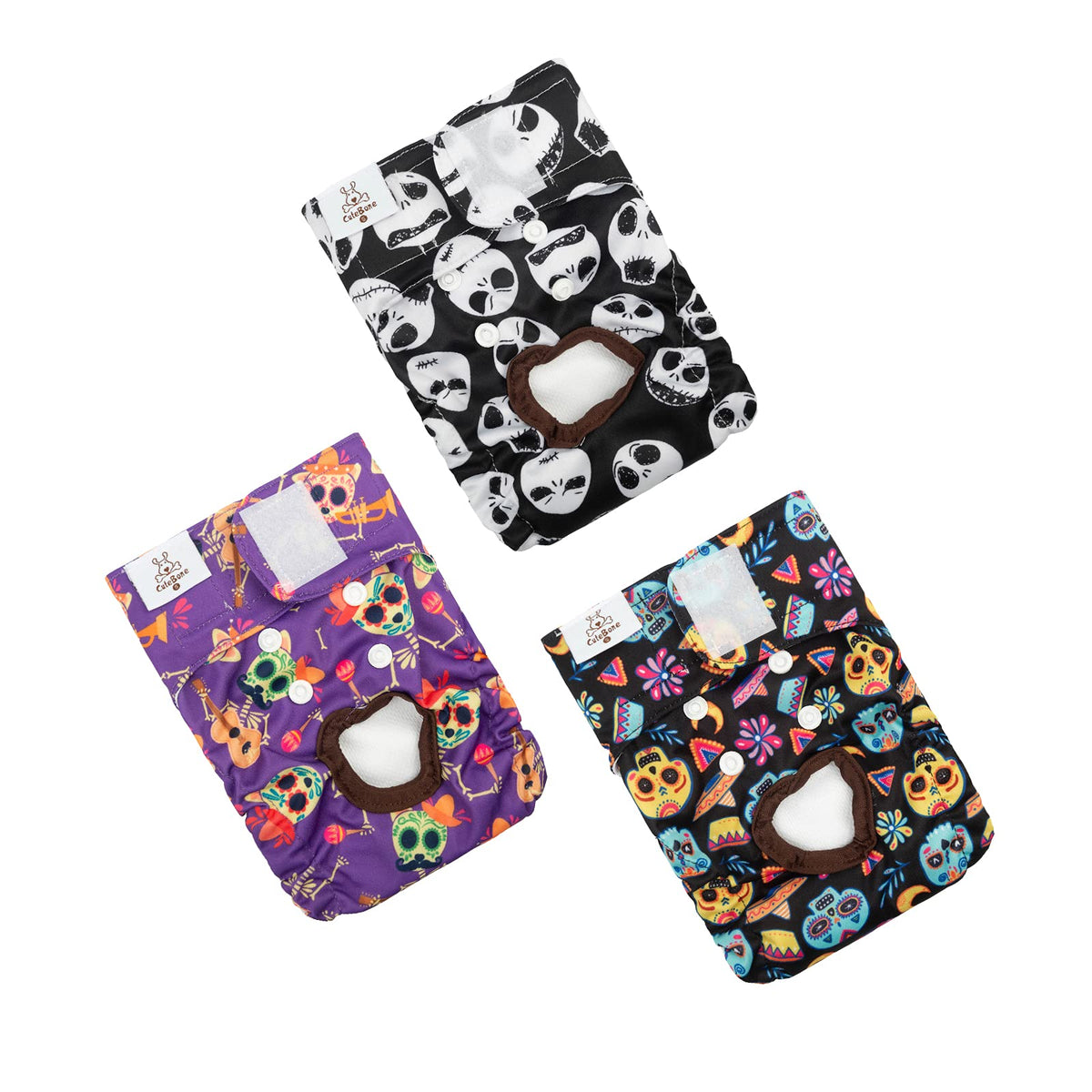 CuteBone Halloween dog diapers 3-pack shown ready for reuse.