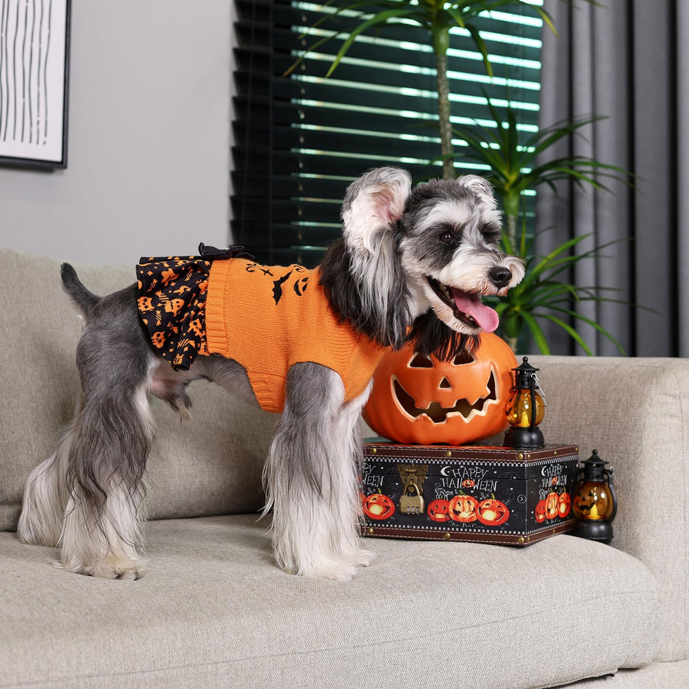 CuteBone Halloween dog sweater bowtie detail adds cute charm.