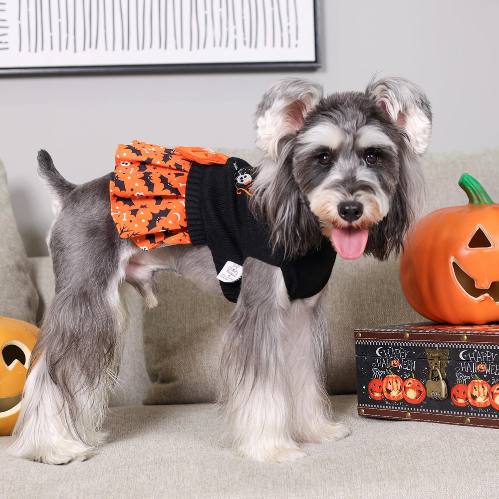 CuteBone Halloween dog sweater dress pullover design easy to wear during playtime.