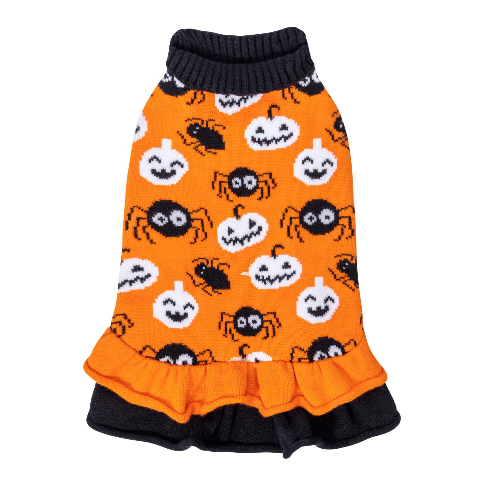 CuteBone Halloween dog sweater pumpkin pullover offers cozy warmth for small dogs.