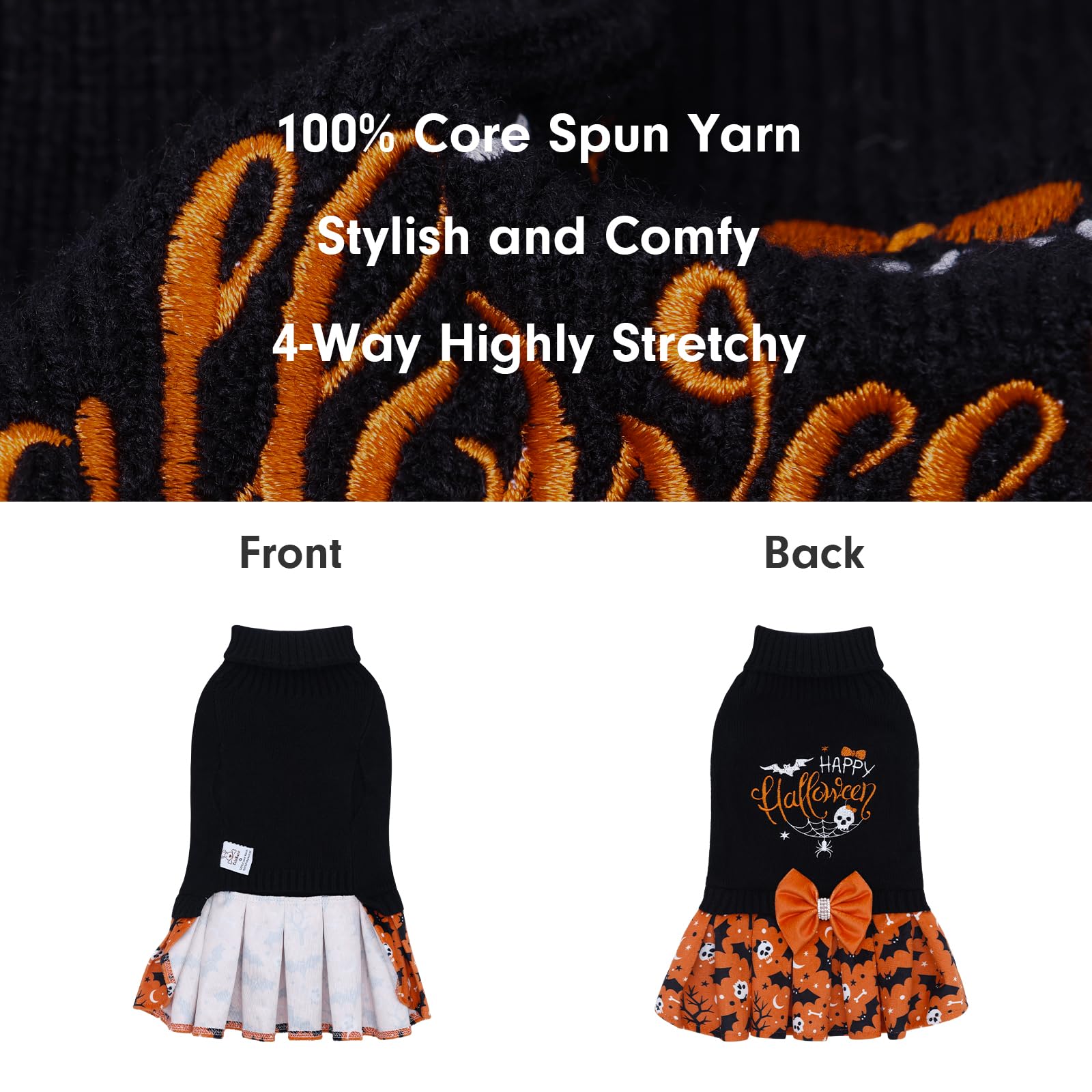 CuteBone Halloween dress bowtie closeup with rhinestones for photo-ready style.