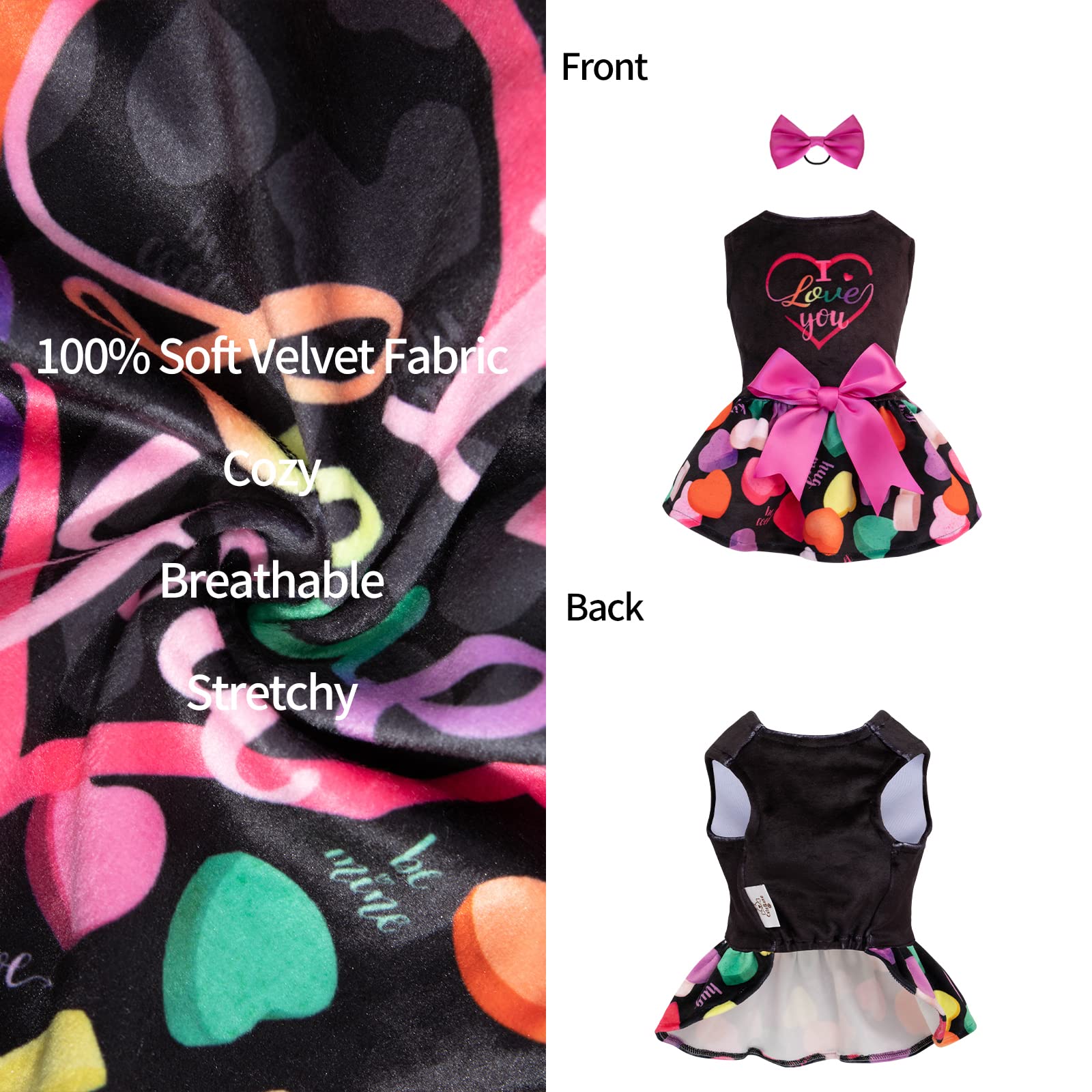 CuteBone I Love U Dress Velvet includes bow hair rope for a princess look.