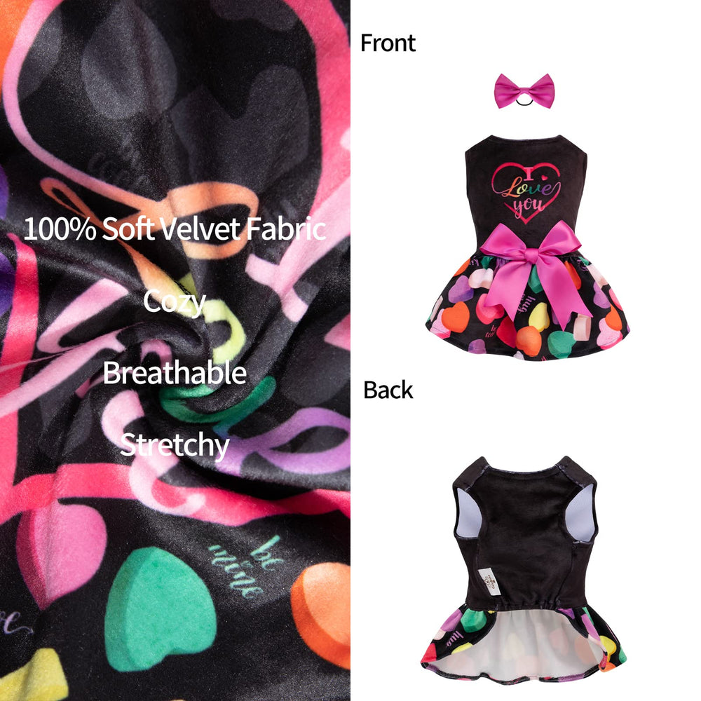 CuteBone I Love U Dress Velvet includes bow hair rope for a princess look.