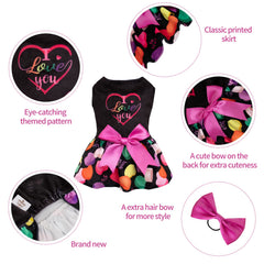 CuteBone I Love U Dress Velvet Small Dogs side view with easy pullover design.