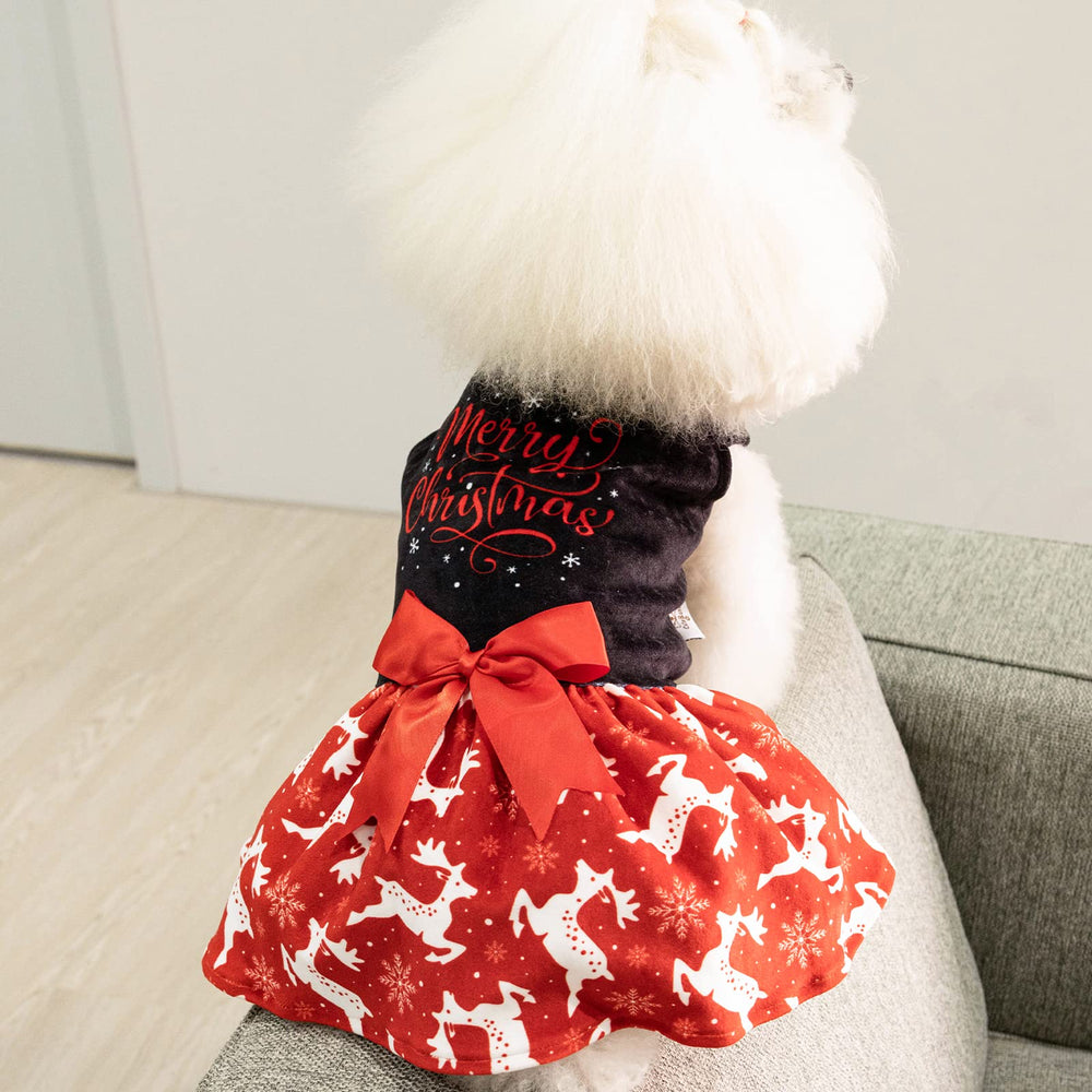 CuteBone matching bow hair rope enhances the festive look.