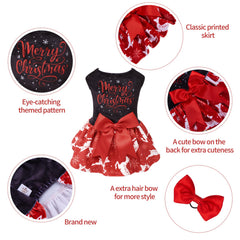 CuteBone Merry Christmas velvet dog dress back view showing rich red color for holiday celebrations