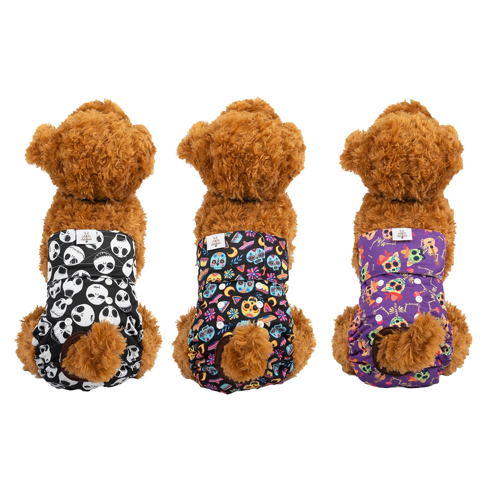 Pañales CuteBone con cierre de gancho y bucle para ajuste seguro.