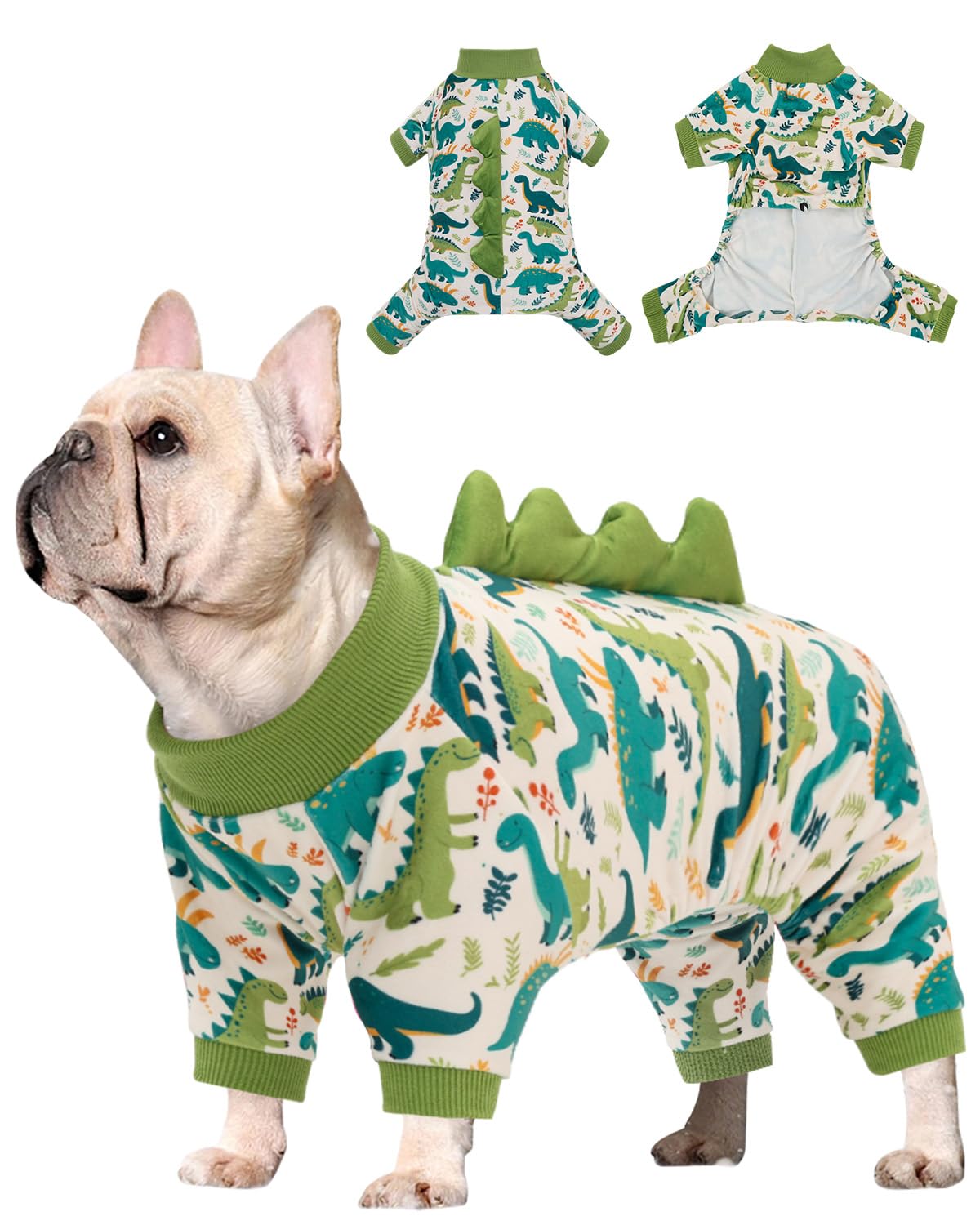 Pijama Cutebone Dinosaurio, dorso con cuernos, ideal para paseos divertidos.