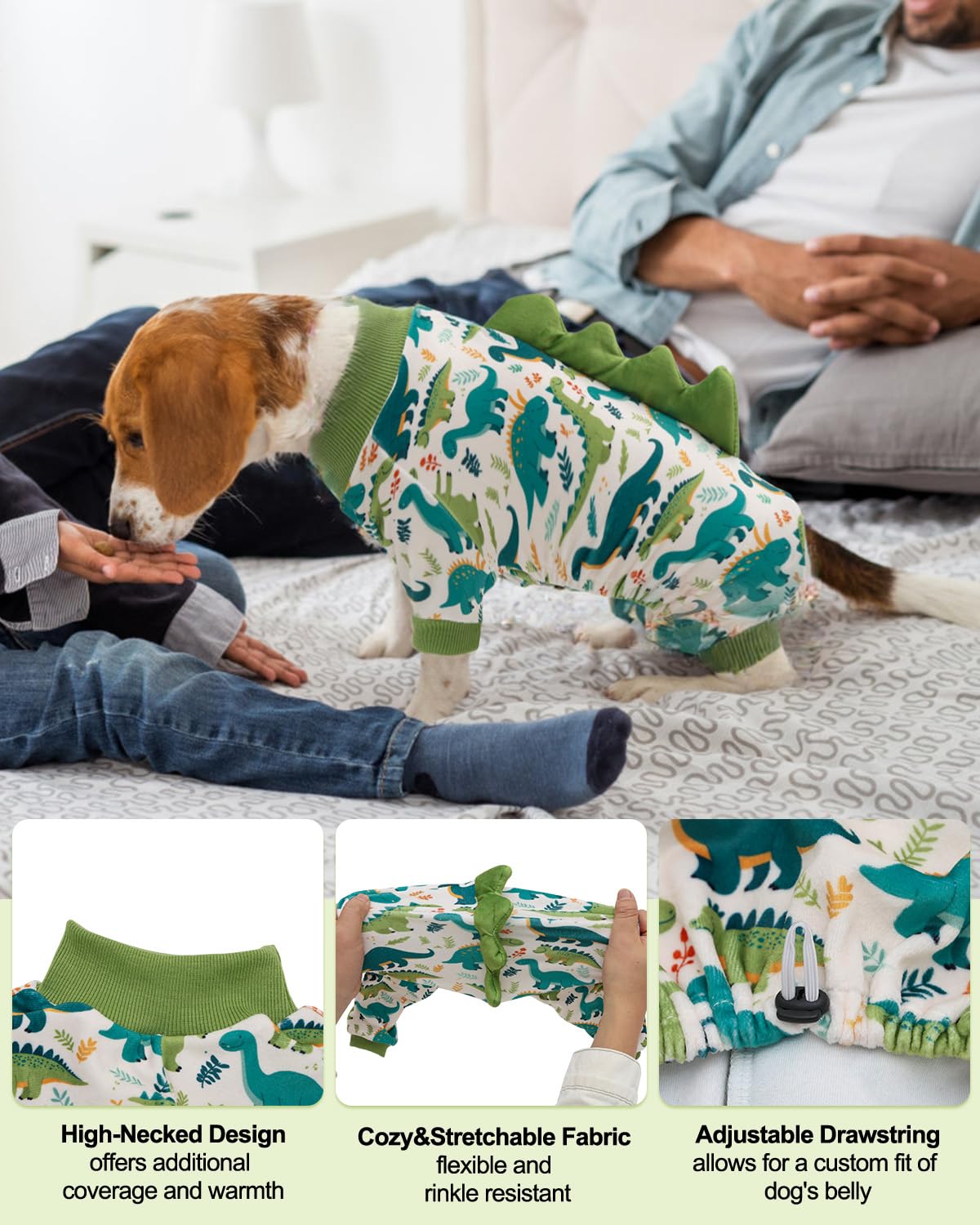 Pijama Cutebone Dinosaurio, disfraz frontal perfecto para retratos.