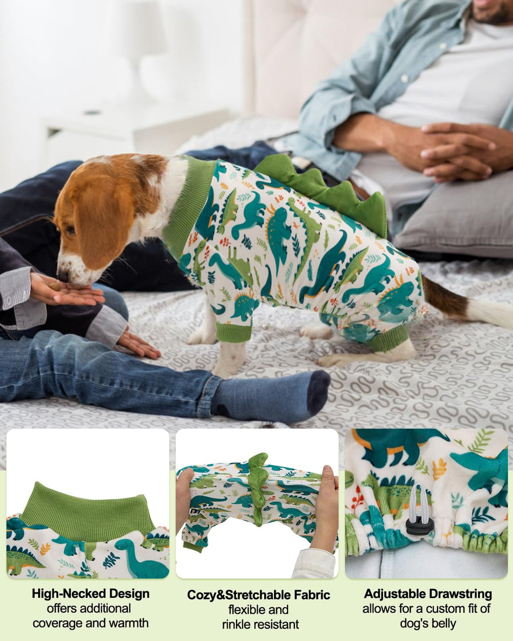 Pijama Cutebone Dinosaurio, disfraz frontal perfecto para retratos.